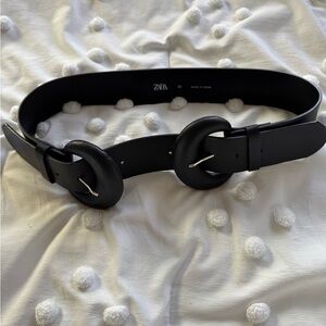 Zara Black‎ Double Buckle Wide Belt